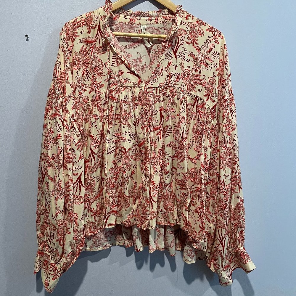 Anthro Cotton print blouse